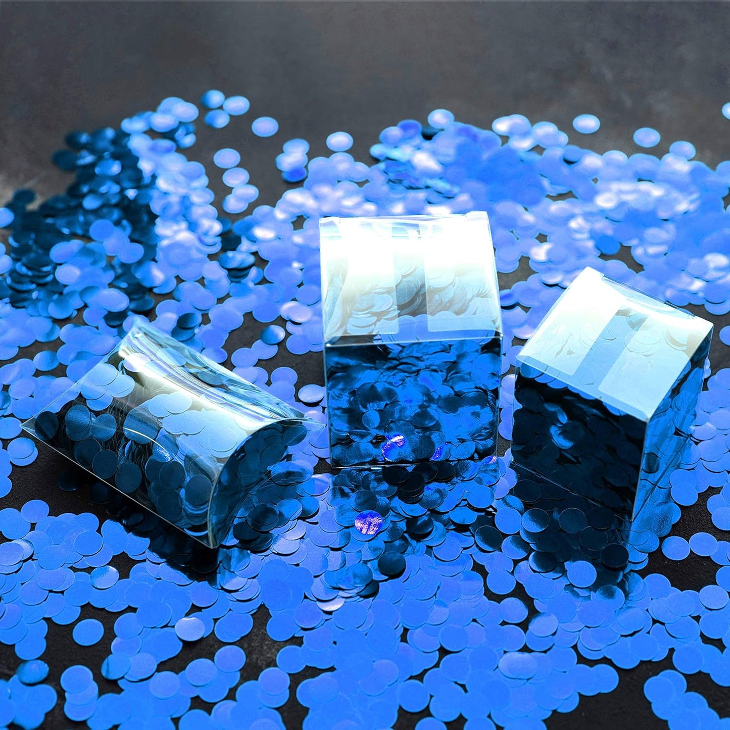 Blue Foil Metallic Round Table Confetti Decor Circle Dots Mylar Table Scatter Confetti Wedding Bachelorette Under the Sea Baby Shower Birthday Party Confetti Decorations, 60g