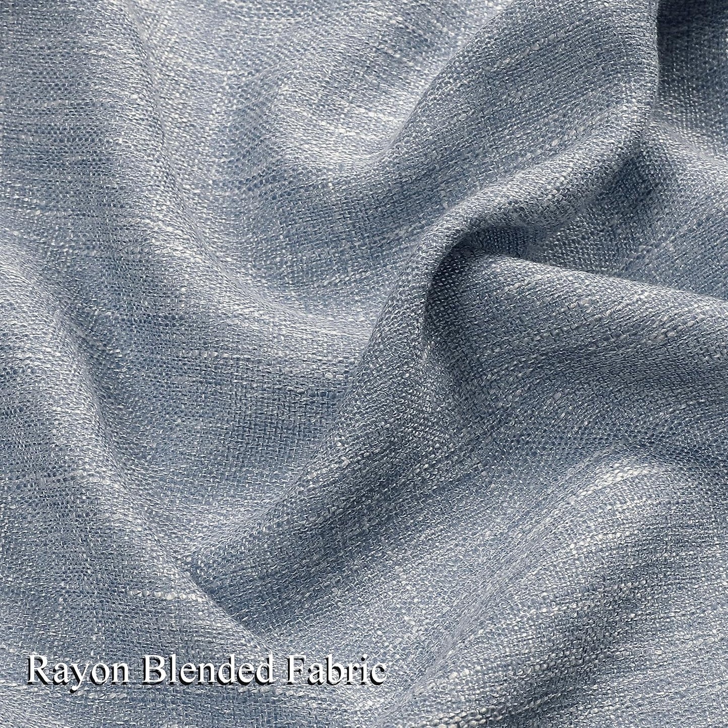 Vision Home Blue Pinch Pleated Semi Sheer Curtains Textured Light Filtering Window Curtains 102 inch for Living Room Bedroom Rayon Blend Chambray Blue Pinch Pleat Drapes with Hooks 2 Panels 40"Wx102"L