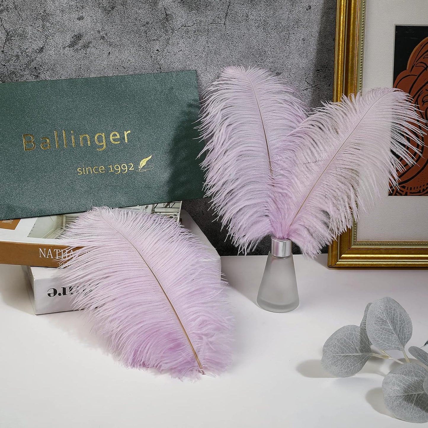 Ballinger Light Purple Ostrich Feathers - 24Pcs 10-12inch Lavender Feathers for Party Centerpieces,Flower Arrangement and Home Decor