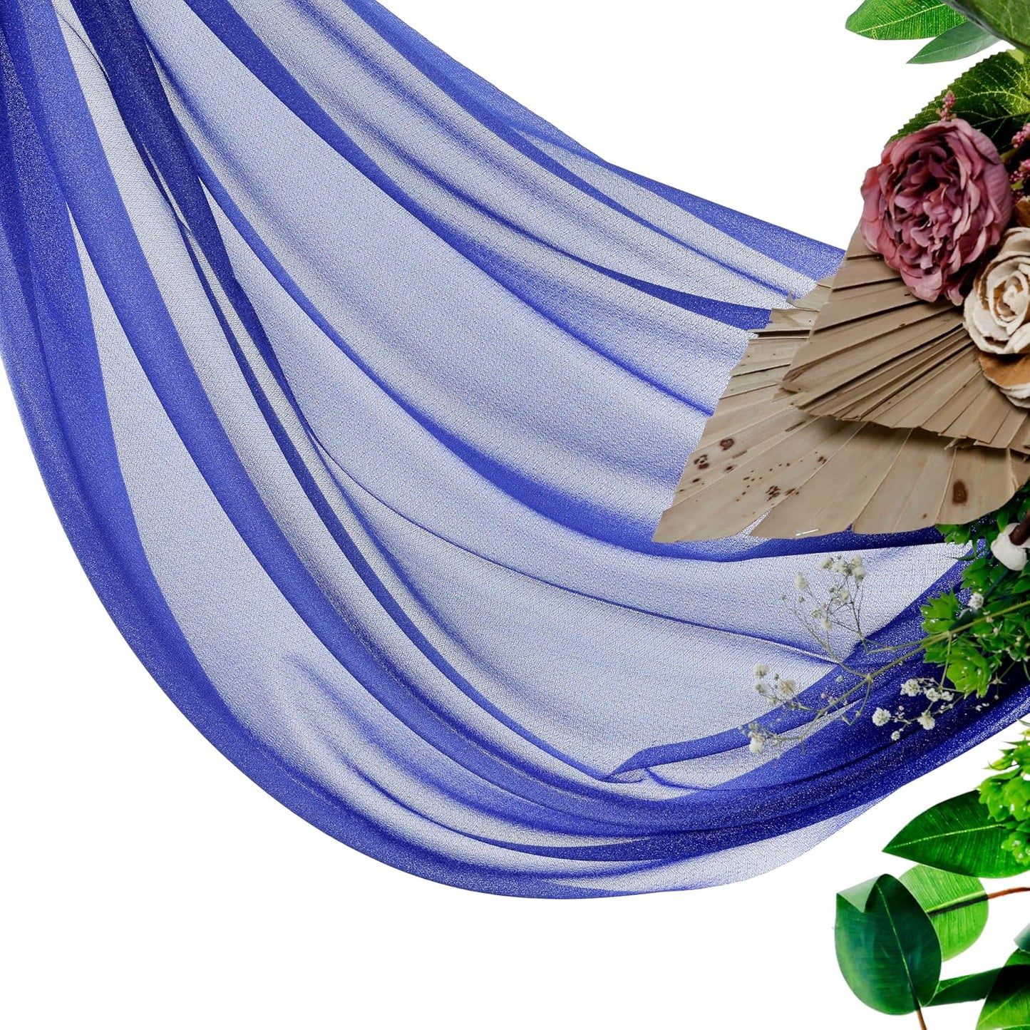 VDS Pack of 1 Panel (30 Inch X 40 Feet) Wedding Arch Draping Fabric Sheer Chiffon Fabric Drapery for Wedding Ceremony Reception Swag Backdrop Canopy Chuppah ARBO Altars Decoration (Royal Blue)