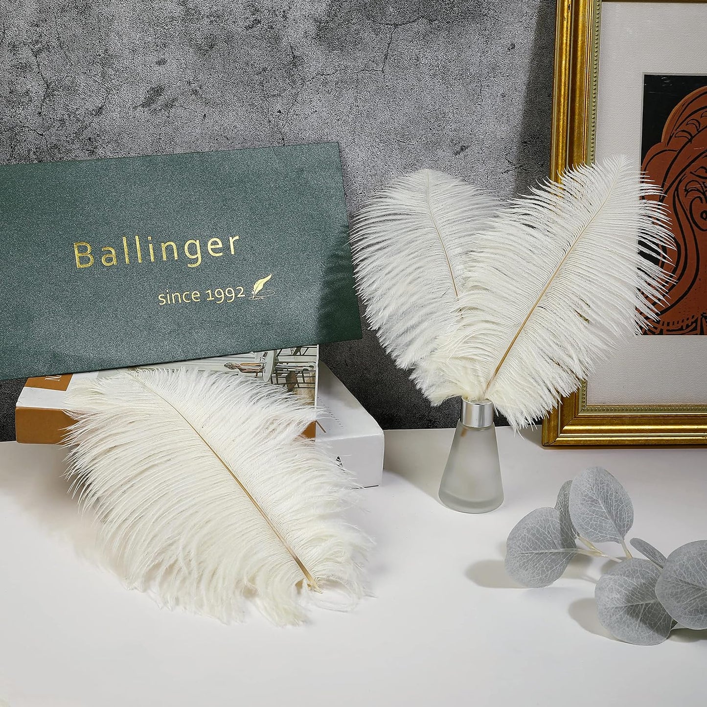 Ballinger Beige Ostrich Feathers Bulk - 24pcs 8-10inch Cream Feathers for Crafts,Wedding Party Centerpieces and Home Decor