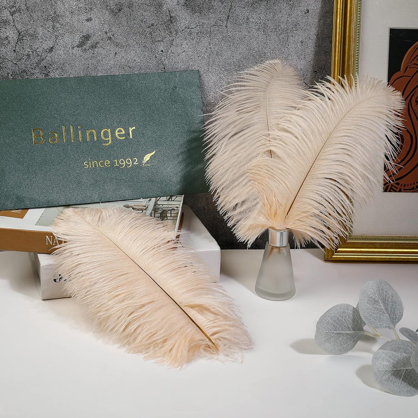 Ballinger Light Salmon Ostrich Feathers - 24pcs 8-10inch Feathers for Crafts，Wedding Party Centerpieces and Home Decor